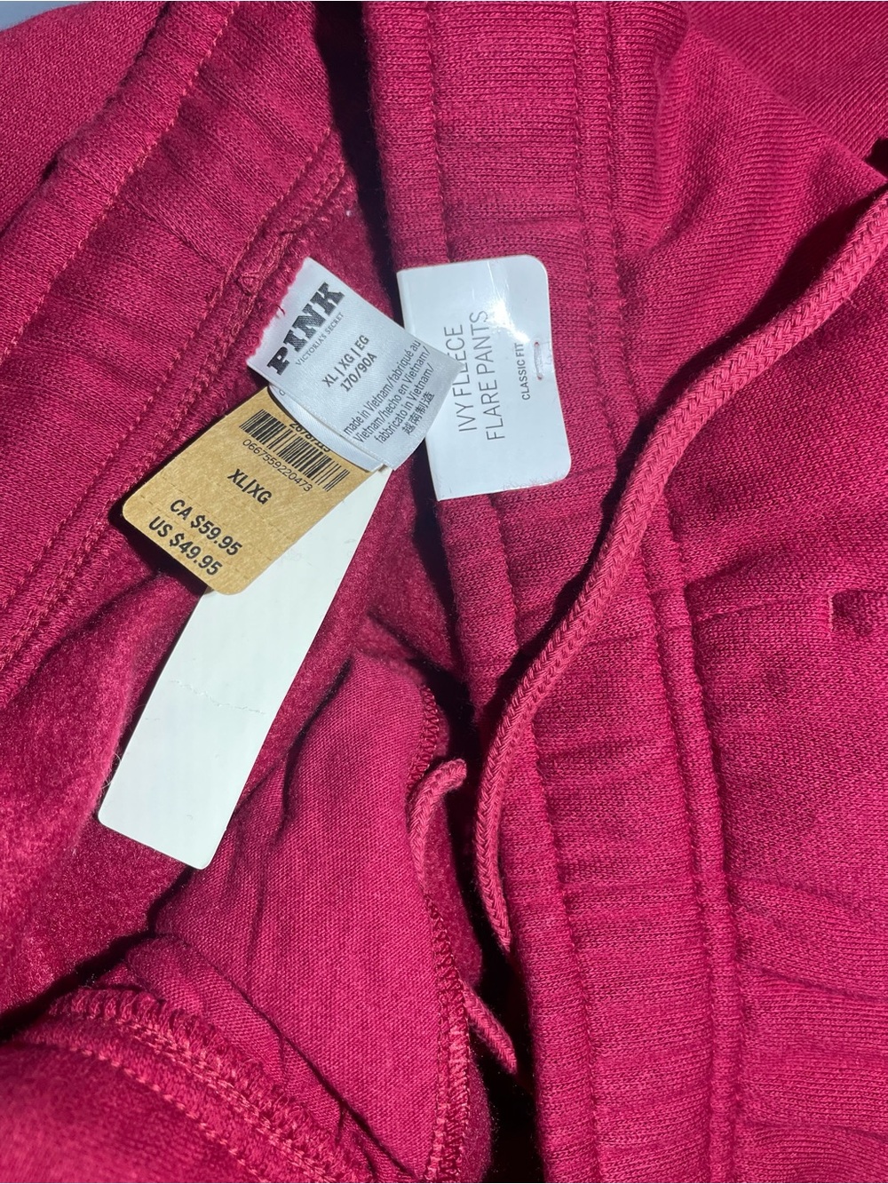 Victoria's Secret PINK Ivy Extra Bol Flare Polar Sweatpants Red Sz XL, NWT - Picture 6 of 11